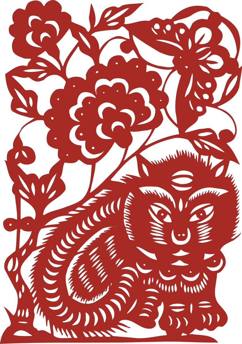 中国风中式传统喜庆民俗人物动物窗花剪纸插画边框AI矢量PNG素材【002】